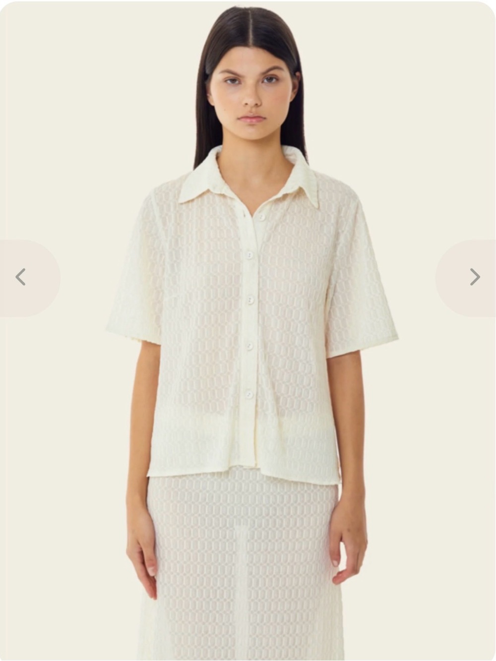 Find Me Now - Roman Mesh Button Down - ANTIQUE WHITE / XS/S